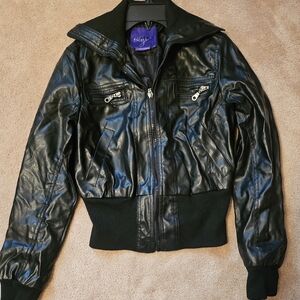 Miley Cyrus & Max Azria Black Faux  Leather Jacket